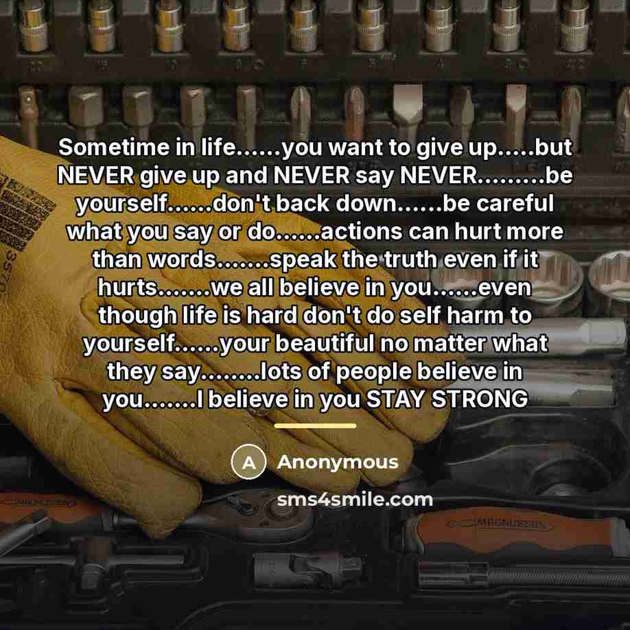 “Sometime in life......you want to give up.....but NEVER give up…” quote by Anonymous