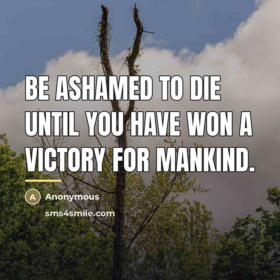 “Be ashamed to die until you have won a victory…” quote by Anonymous