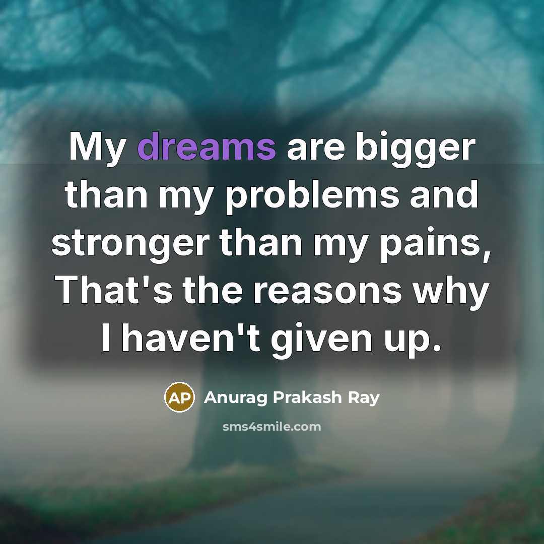 “My dreams are bigger than my problems and stronger than…” quote by Anurag Prakash Ray