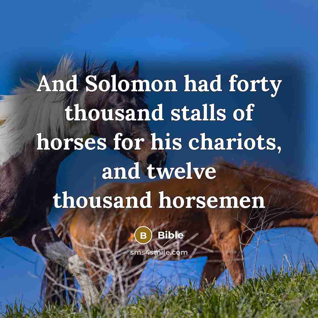 “And Solomon had forty thousand stalls of horses for his chariots, and twelve thousand horsemen” quote by Bible