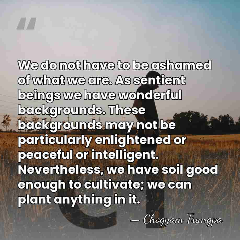 We do not have to be ashamed of what we are. As&hellip; - Chogyam Trungpa