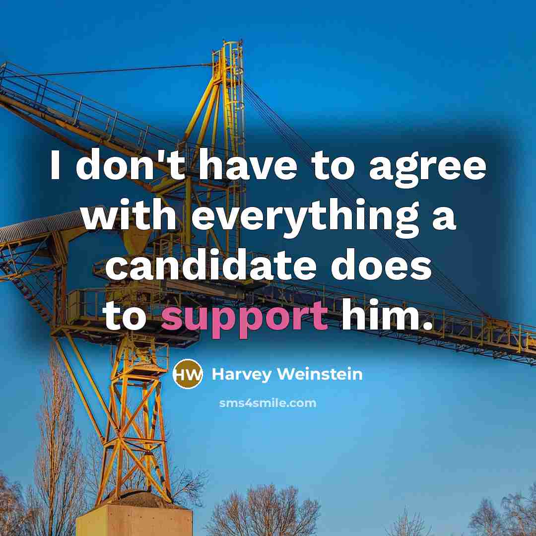 “I don't have to agree with everything a candidate does…” quote by Harvey Weinstein