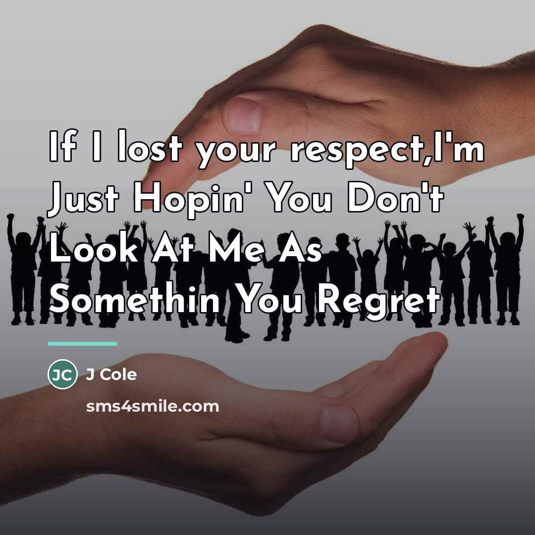 “If I lost your respect,I'm Just Hopin' You Don't Look…” quote by J Cole