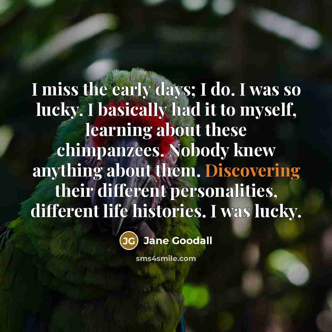 “I miss the early days; I do. I was so…” quote by Jane Goodall
