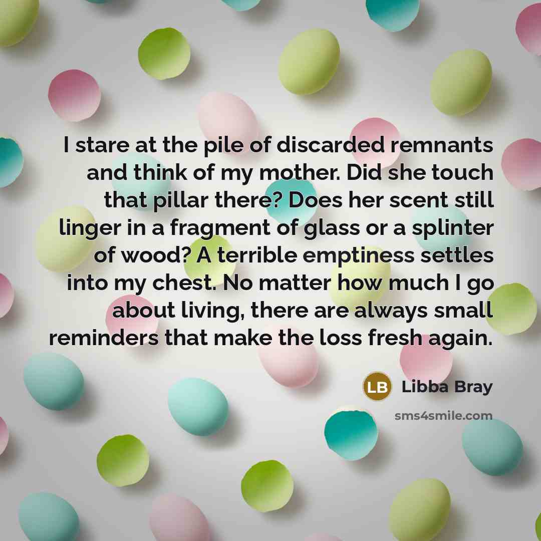 “I stare at the pile of discarded remnants and think…” quote by Libba Bray