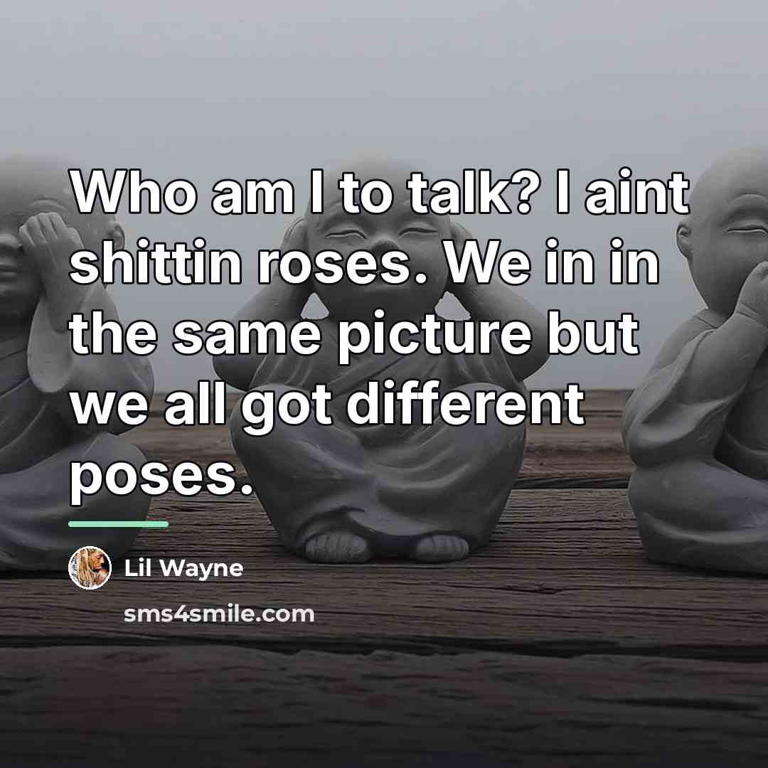 “Who am I to talk? I aint shittin roses. We…” quote by Lil Wayne