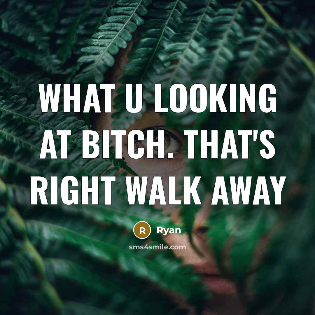 “What u looking at bitch. That's right walk away” quote by Ryan