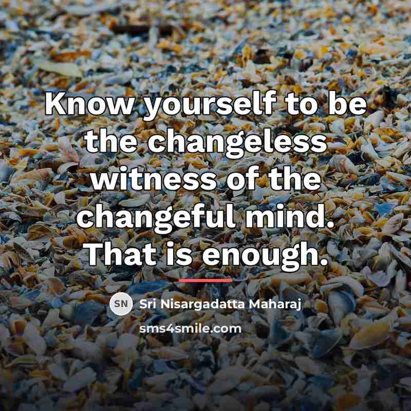 “Know yourself to be the changeless witness of the changeful…” quote by Sri Nisargadatta Maharaj