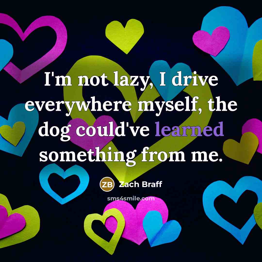 “I'm not lazy, I drive everywhere myself, the dog could've…” quote by Zach Braff