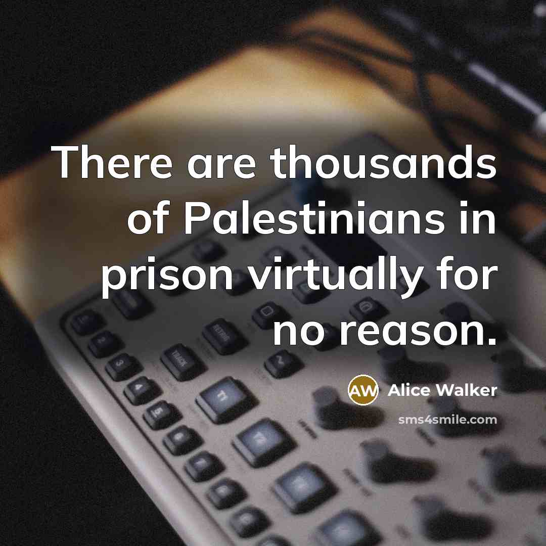 “There are thousands of Palestinians in prison virtually for no…” quote by Alice Walker