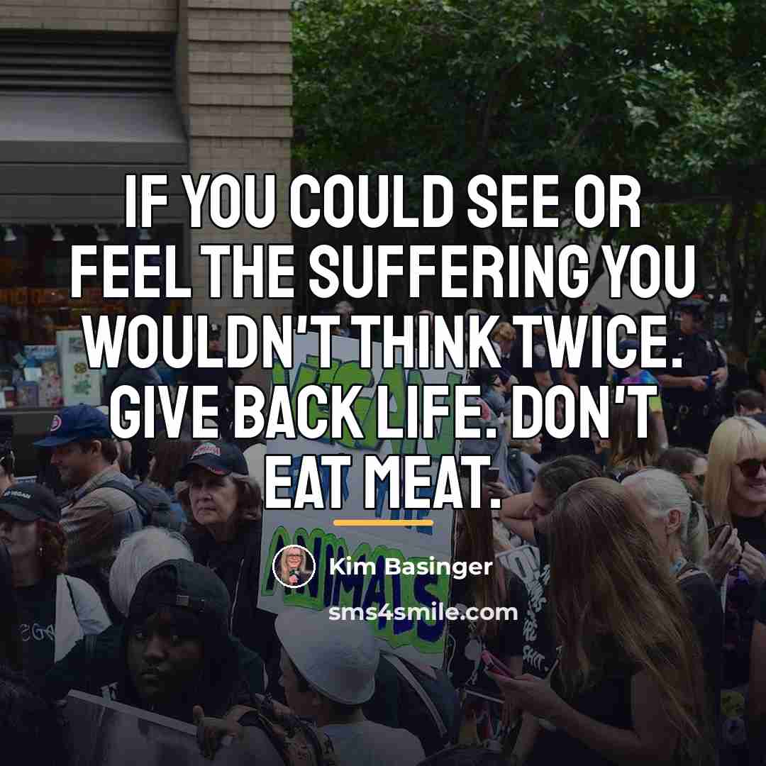 “If you could see or feel the suffering you wouldn't…” quote by Kim Basinger