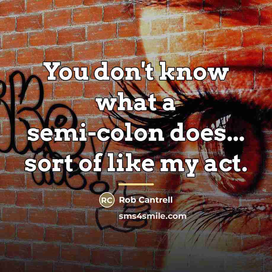 “You don't know what a semi-colon does... sort of like…” quote by Rob Cantrell