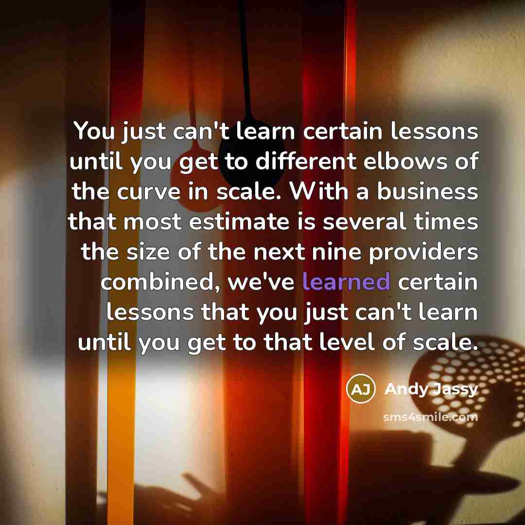 “You just can't learn certain lessons until you get to…” quote by Andy Jassy