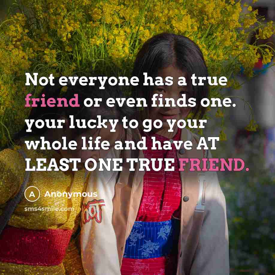 “Not everyone has a true friend or even finds one.…” quote by Anonymous