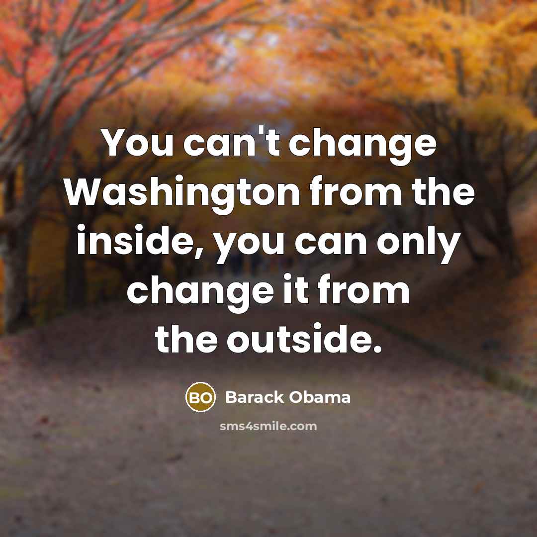 “You can't change Washington from the inside, you can only…” quote by Barack Obama