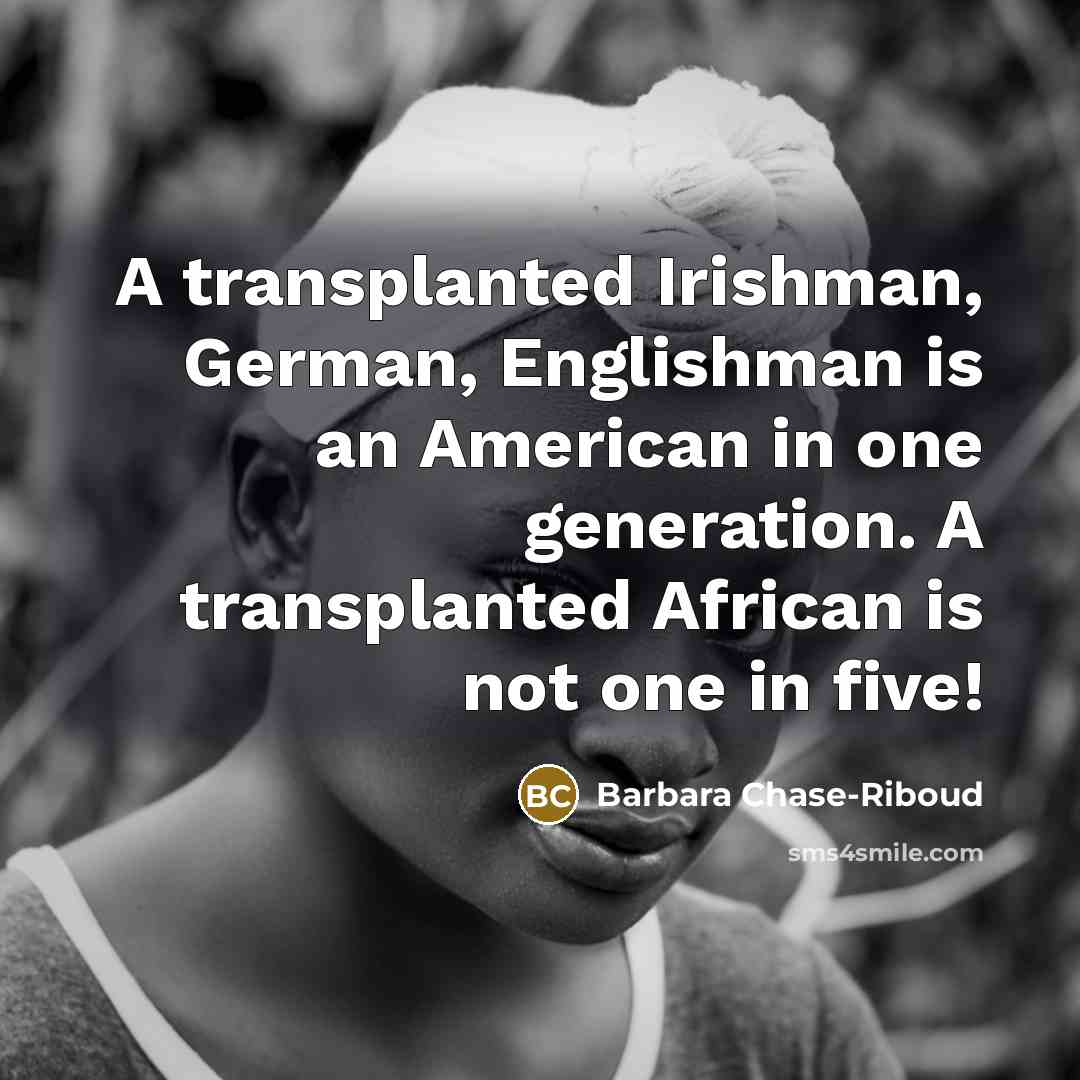“A transplanted Irishman, German, Englishman is an American in one…” quote by Barbara Chase-Riboud