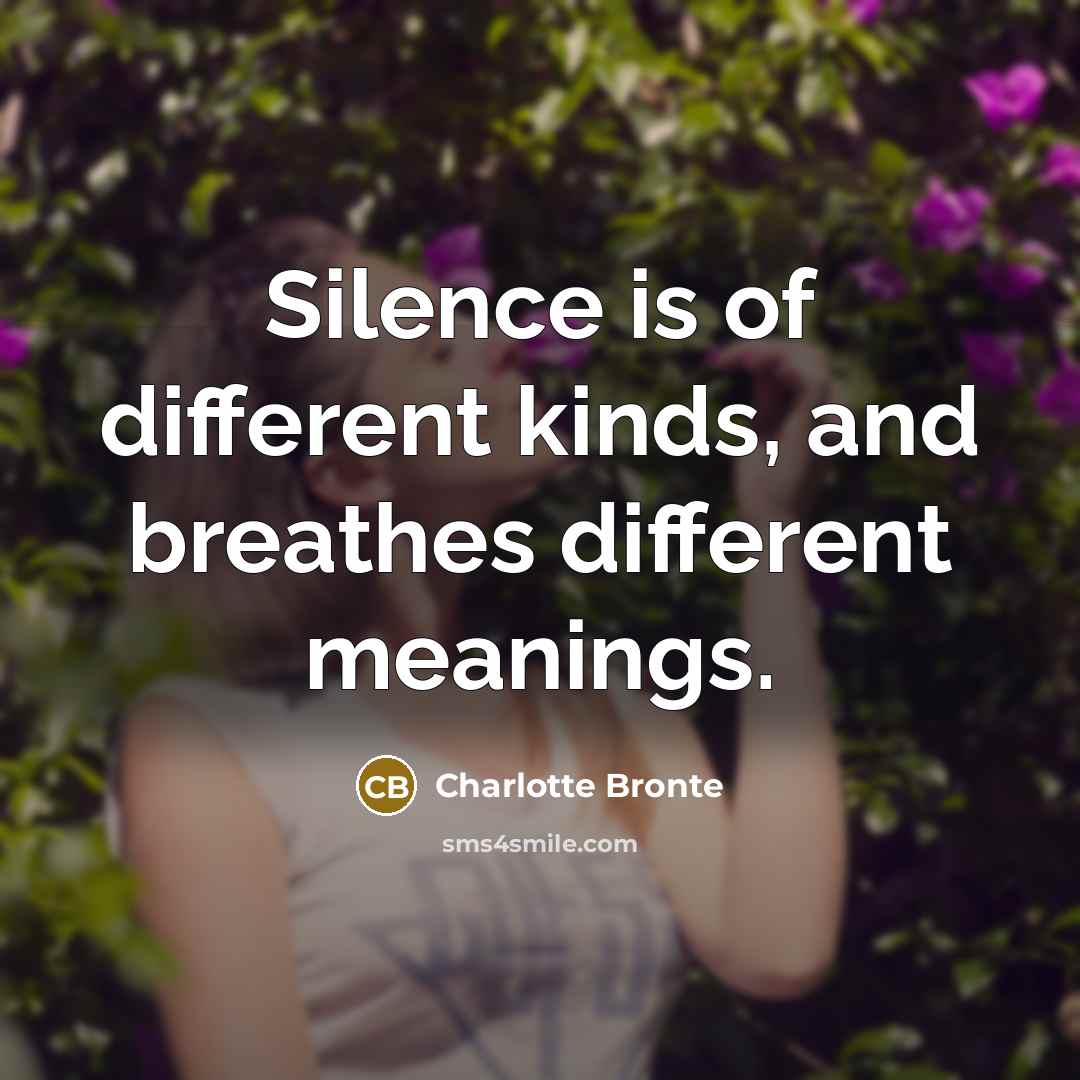 “Silence is of different kinds, and breathes different meanings.…” quote by Charlotte Bronte