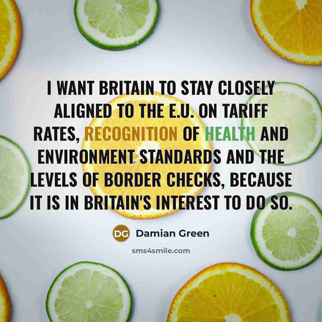 “I want Britain to stay closely aligned to the E.U.…” quote by Damian Green