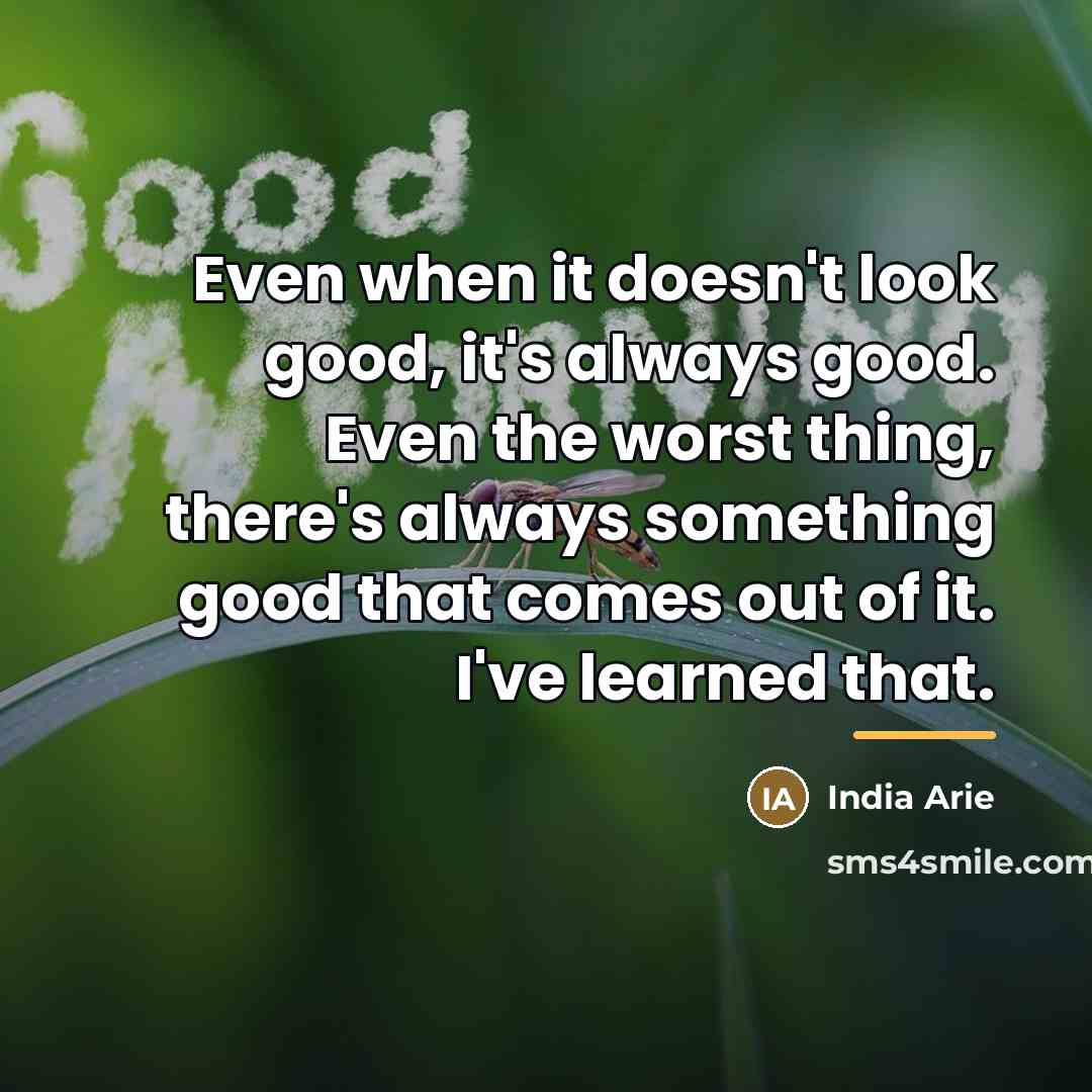 “Even when it doesn't look good, it's always good. Even…” quote by India Arie