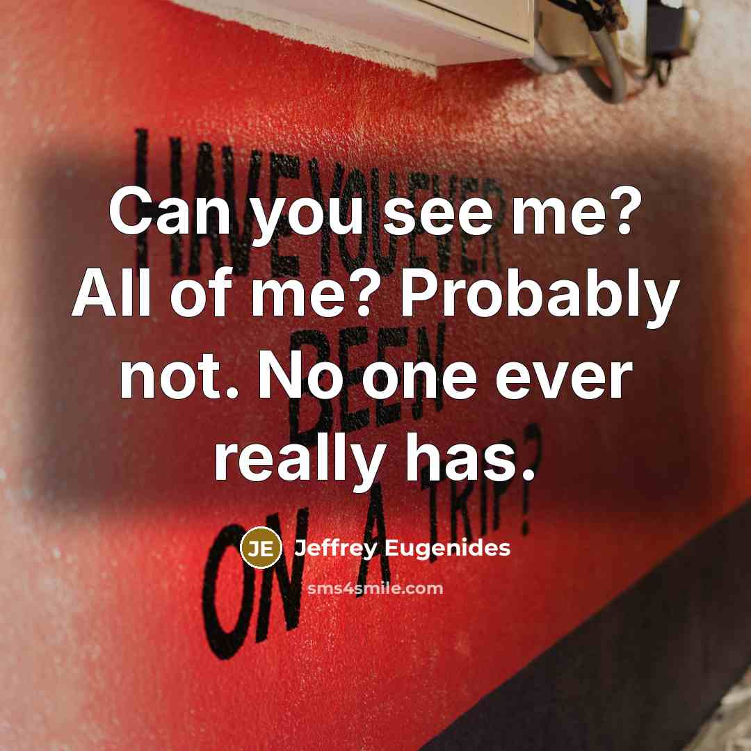 “Can you see me? All of me? Probably not. No…” quote by Jeffrey Eugenides