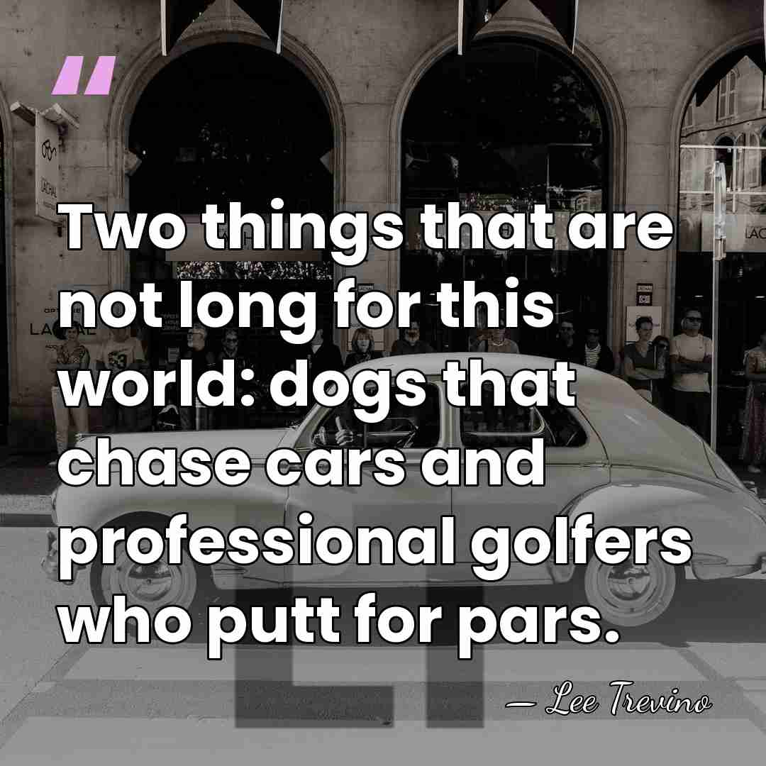 Two things that are not long for this world: dogs that chase&hellip; - Lee Trevino