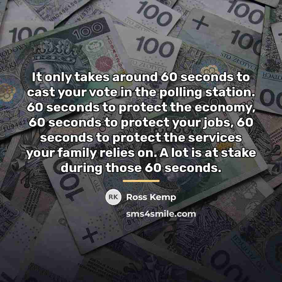 “It only takes around 60 seconds to cast your vote…” quote by Ross Kemp