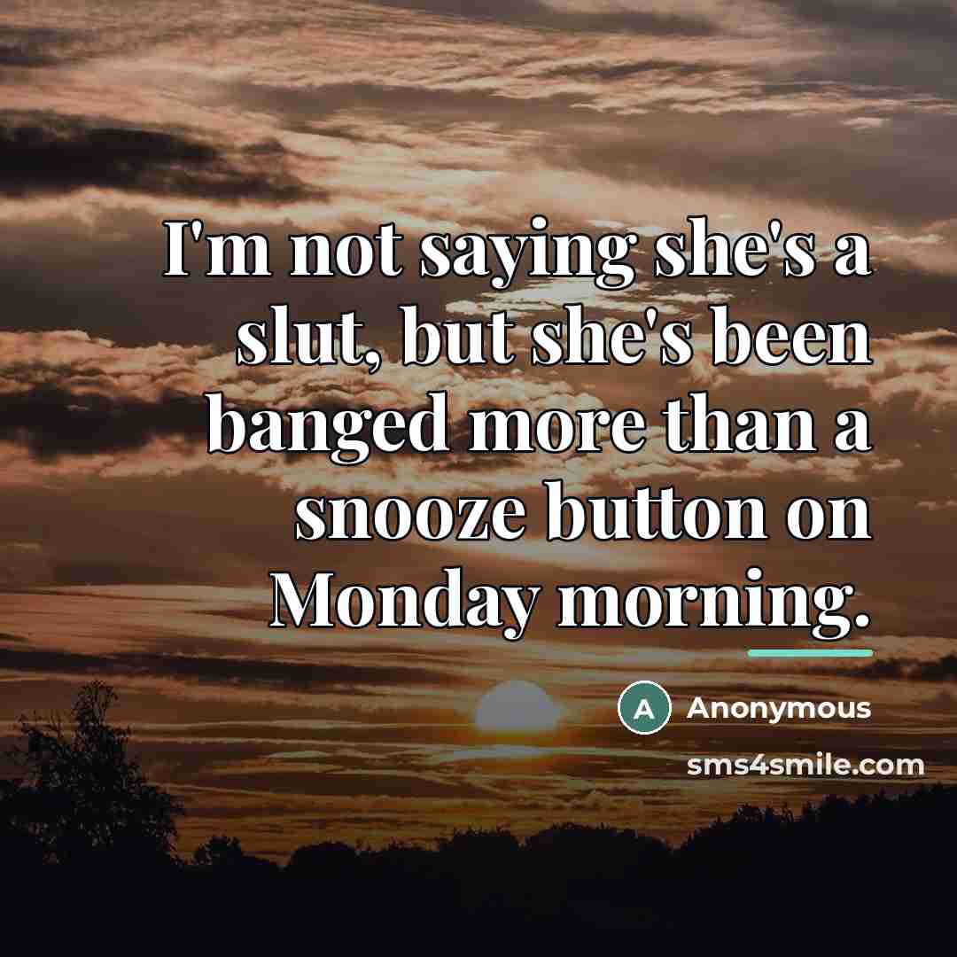 “I'm not saying she's a slut, but she's been banged…” quote by Anonymous