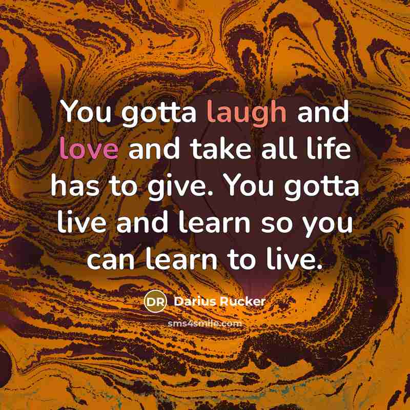 “You gotta laugh and love and take all life has…” quote by Darius Rucker