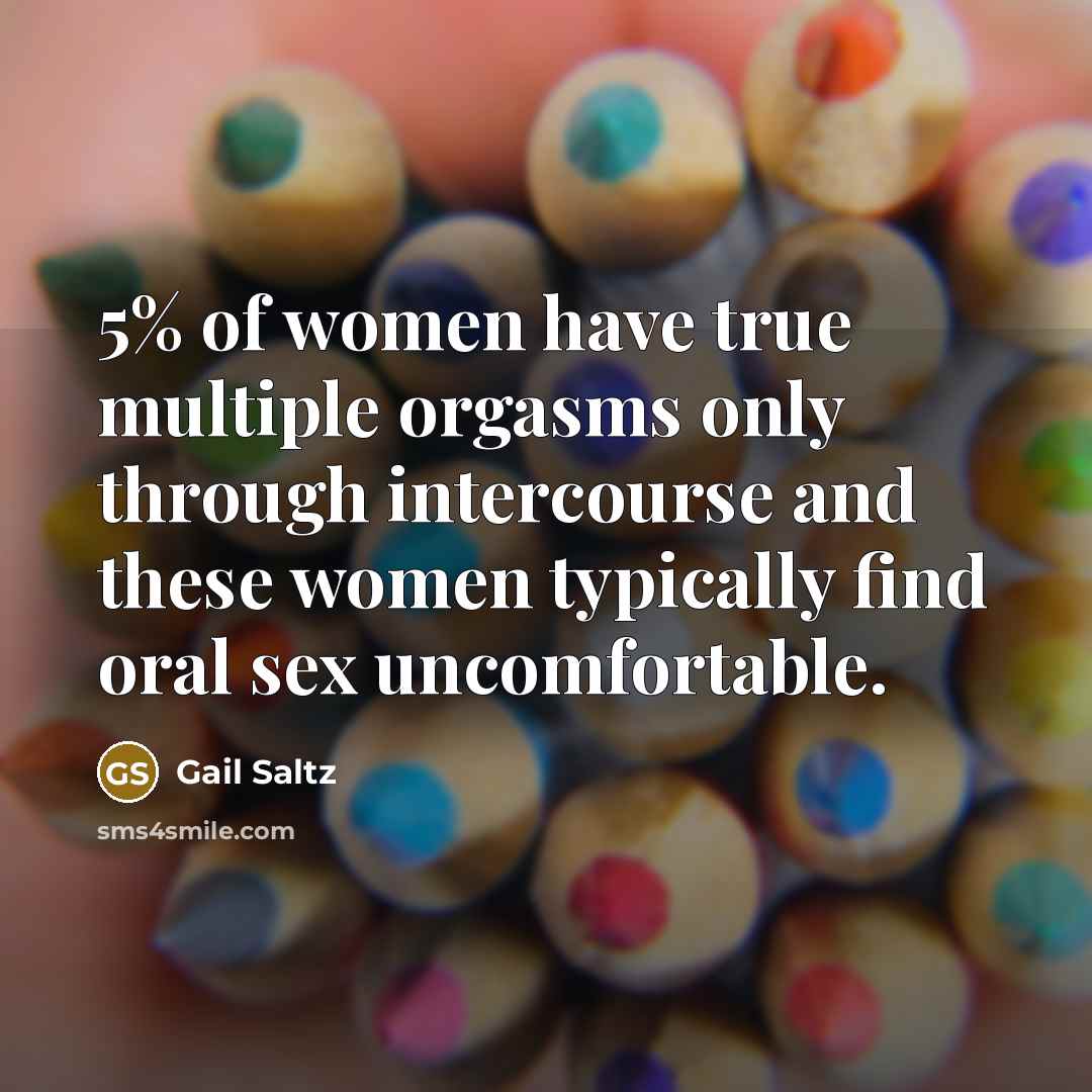 “5% of women have true multiple orgasms only through intercourse…” quote by Gail Saltz