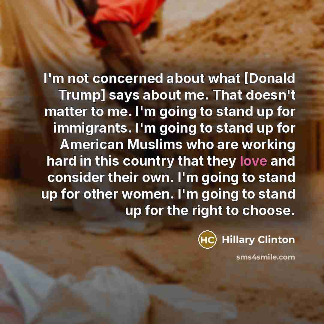 “I'm not concerned about what [Donald Trump] says about me.…” quote by Hillary Clinton