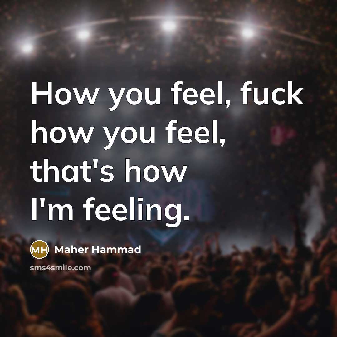 “How you feel, fuck how you feel, that's how I'm feeling.” quote by Maher Hammad
