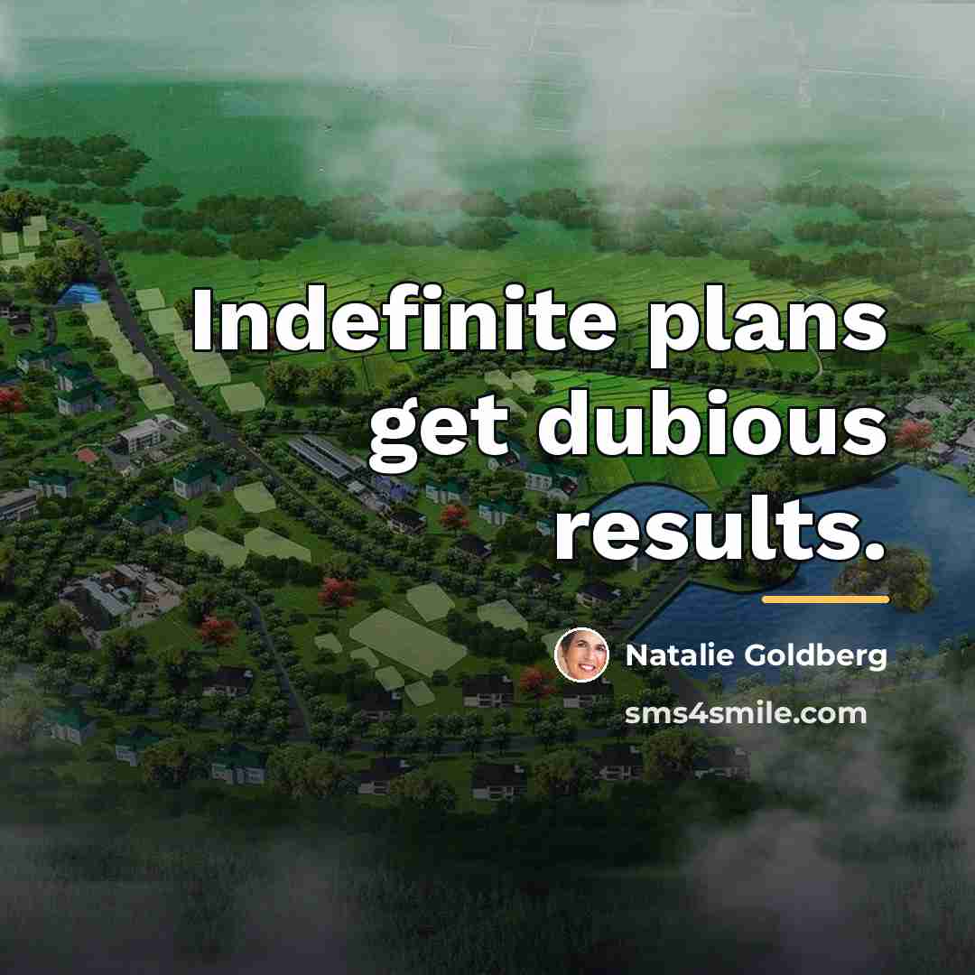 “Indefinite plans get dubious results.…” quote by Natalie Goldberg