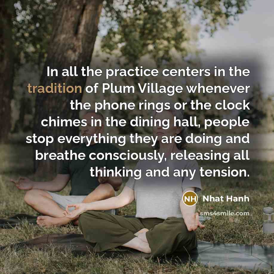 “In all the practice centers in the tradition of Plum…” quote by Nhat Hanh