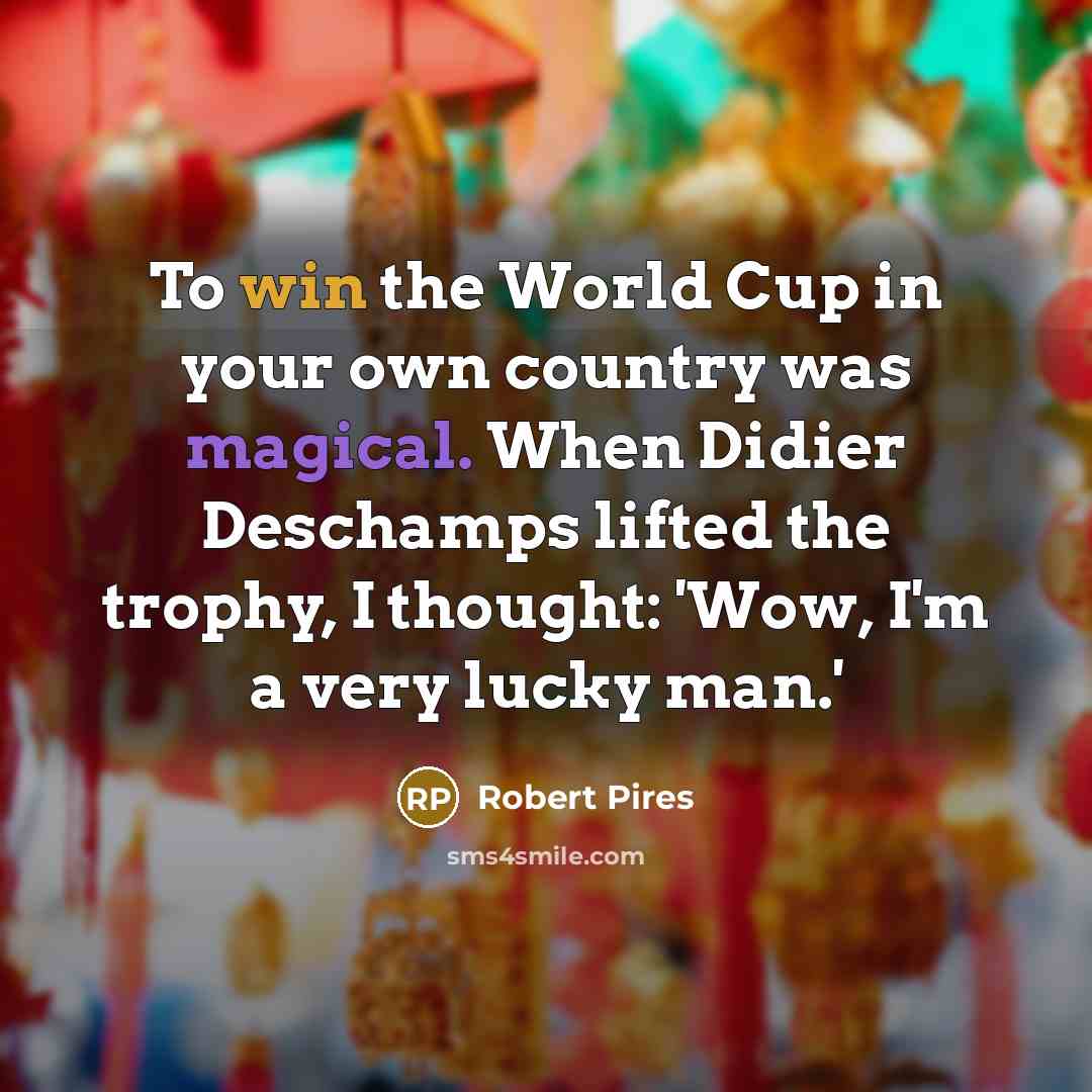 “To win the World Cup in your own country was…” quote by Robert Pires