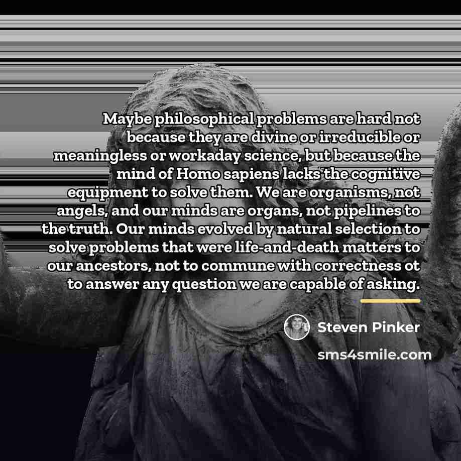 “Maybe philosophical problems are hard not because they are divine…” quote by Steven Pinker