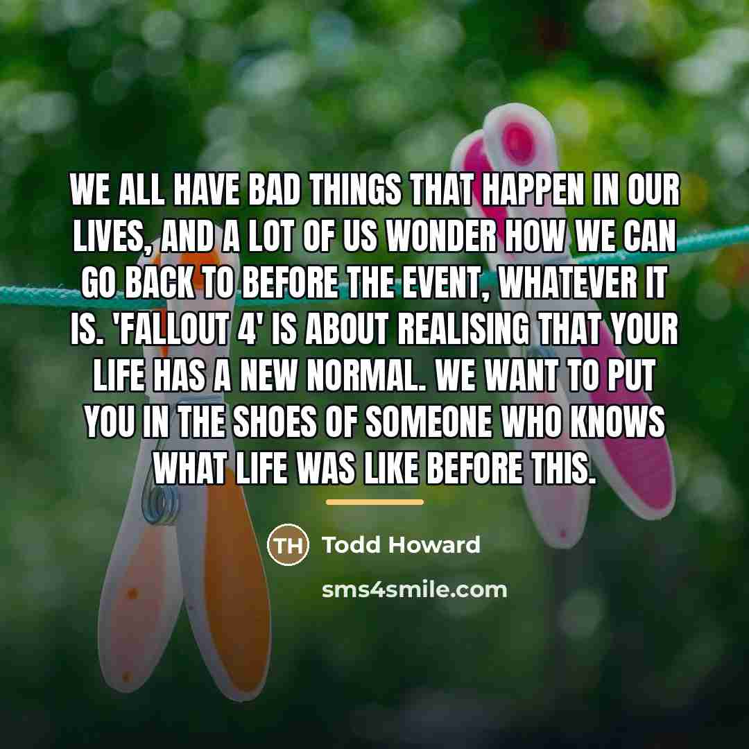 “We all have bad things that happen in our lives,…” quote by Todd Howard