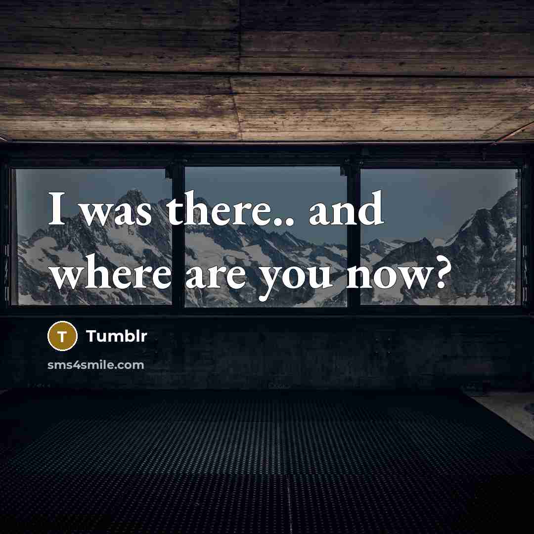 “I was there.. and where are you now?…” quote by Tumblr