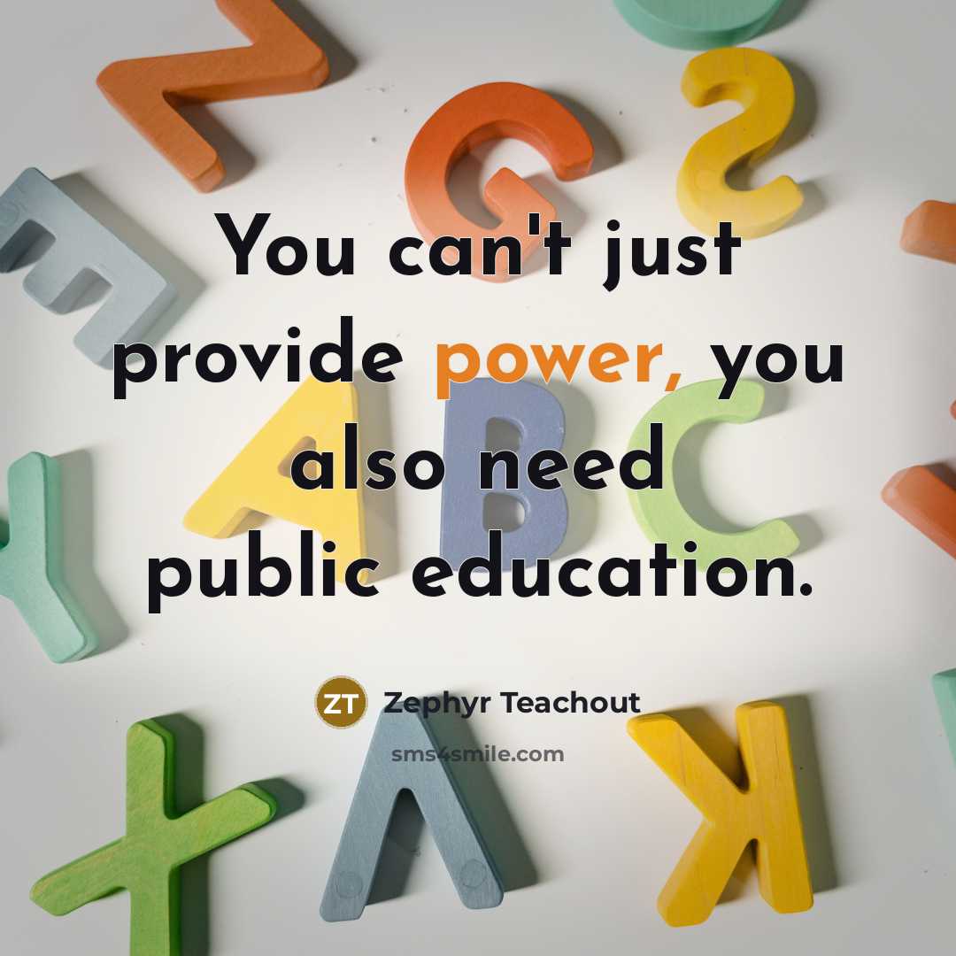 “You can't just provide power, you also need public education.…” quote by Zephyr Teachout