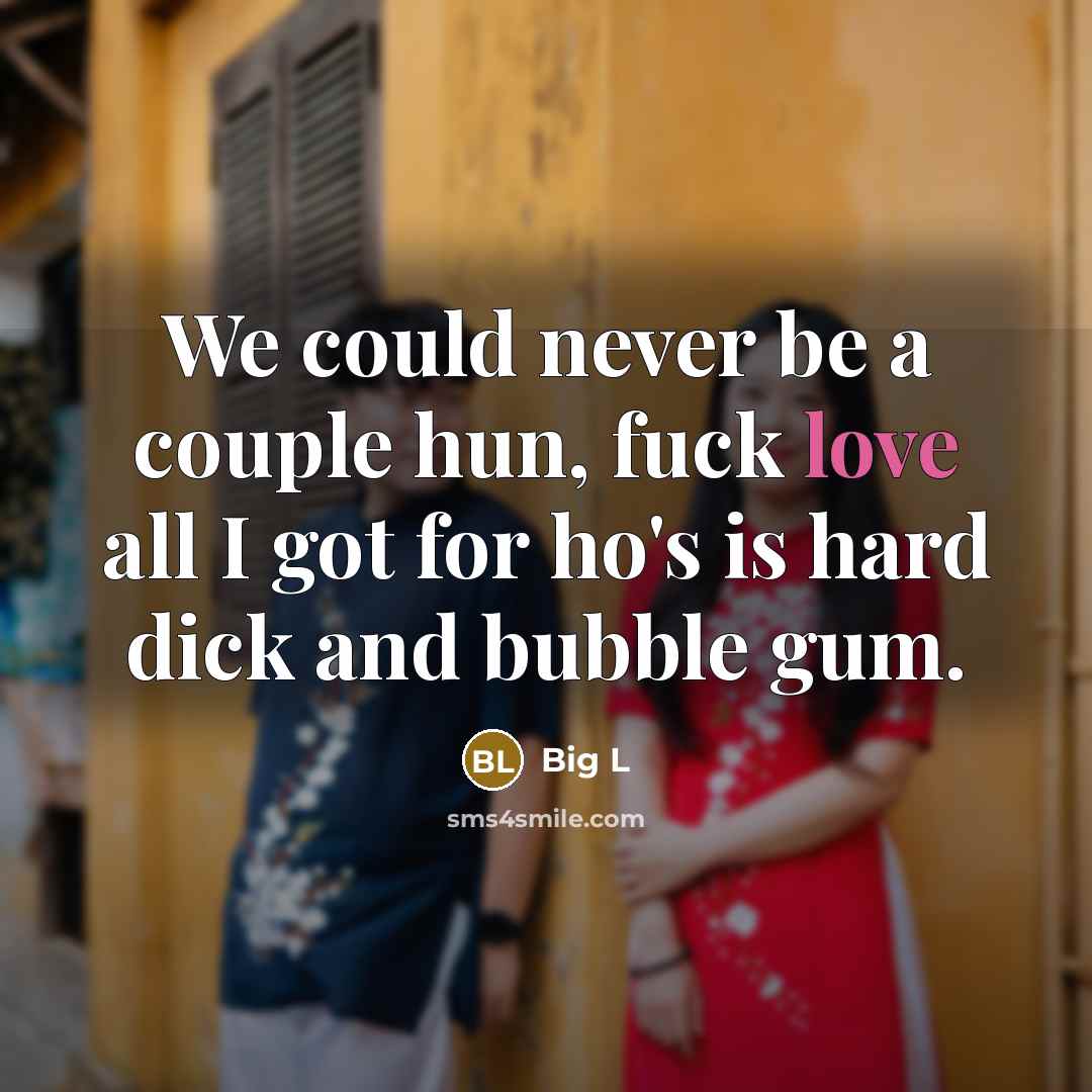 “We could never be a couple hun, fuck love all…” quote by Big L