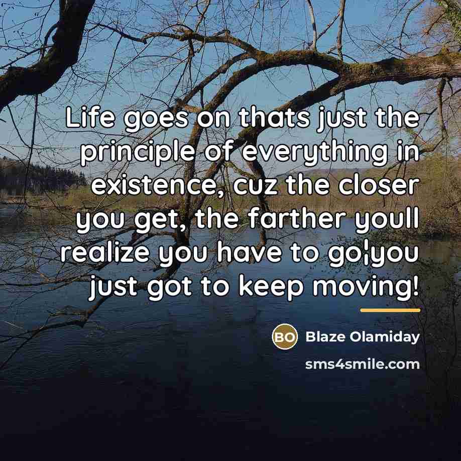 “Life goes on thats just the principle of everything in…” quote by Blaze Olamiday