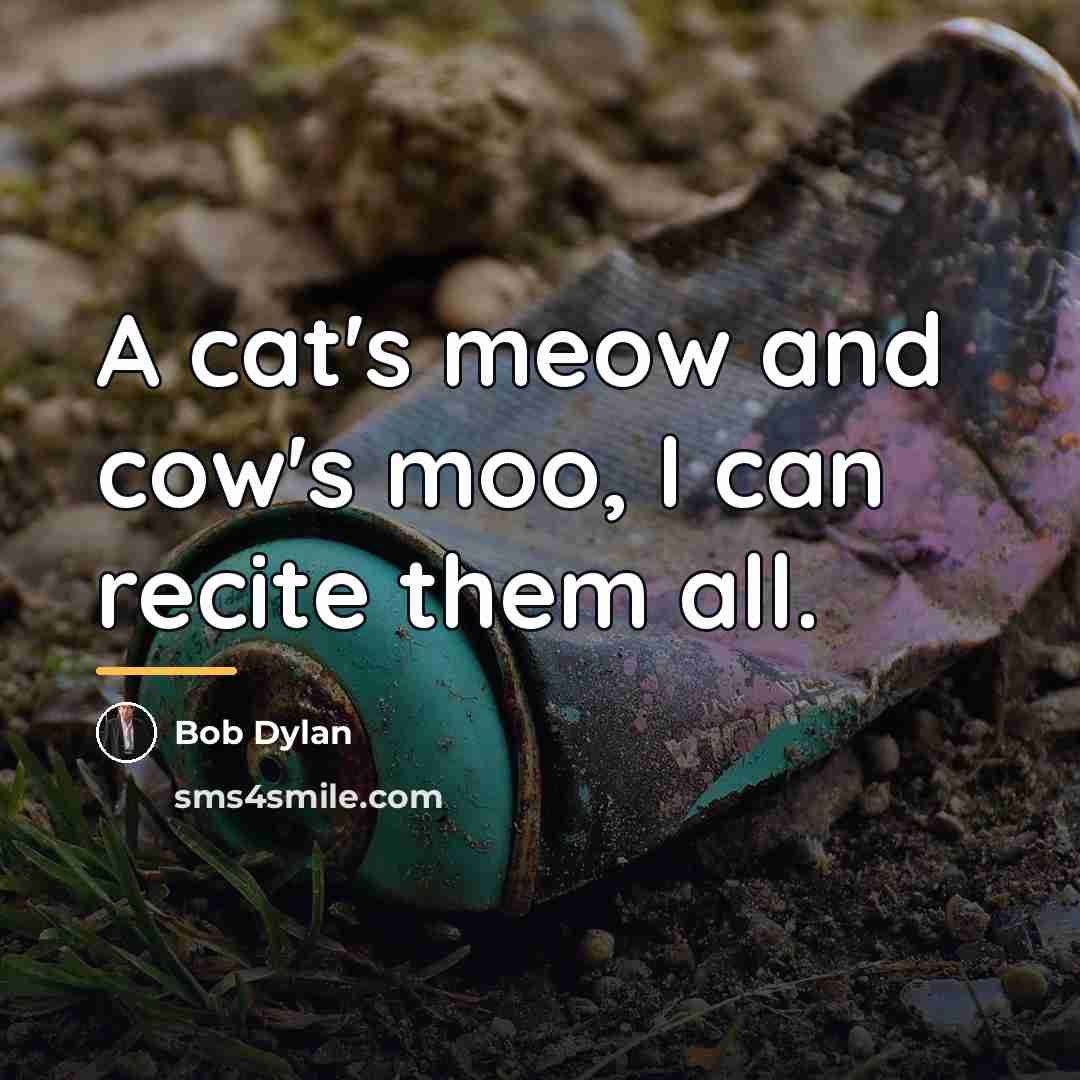 “A cat's meow and cow's moo, I can recite them…” quote by Bob Dylan