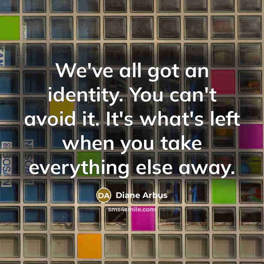 “We've all got an identity. You can't avoid it. It's…” quote by Diane Arbus