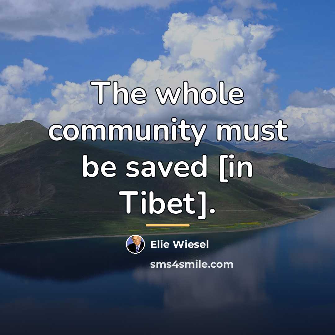 “The whole community must be saved [in Tibet].…” quote by Elie Wiesel