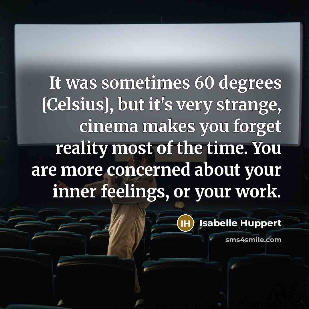 “It was sometimes 60 degrees [Celsius], but it's very strange,…” quote by Isabelle Huppert