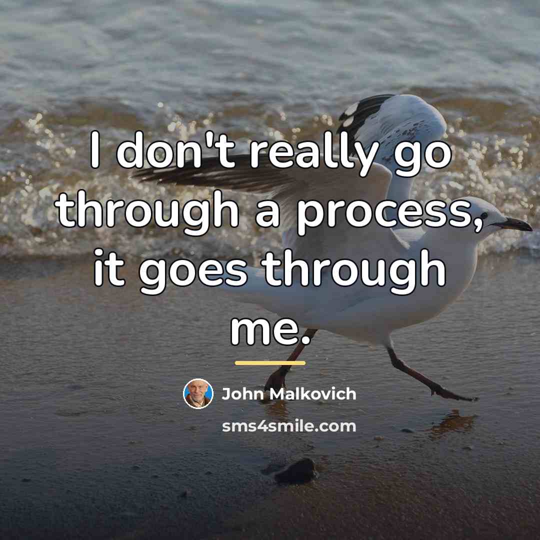 “I don't really go through a process, it goes through…” quote by John Malkovich
