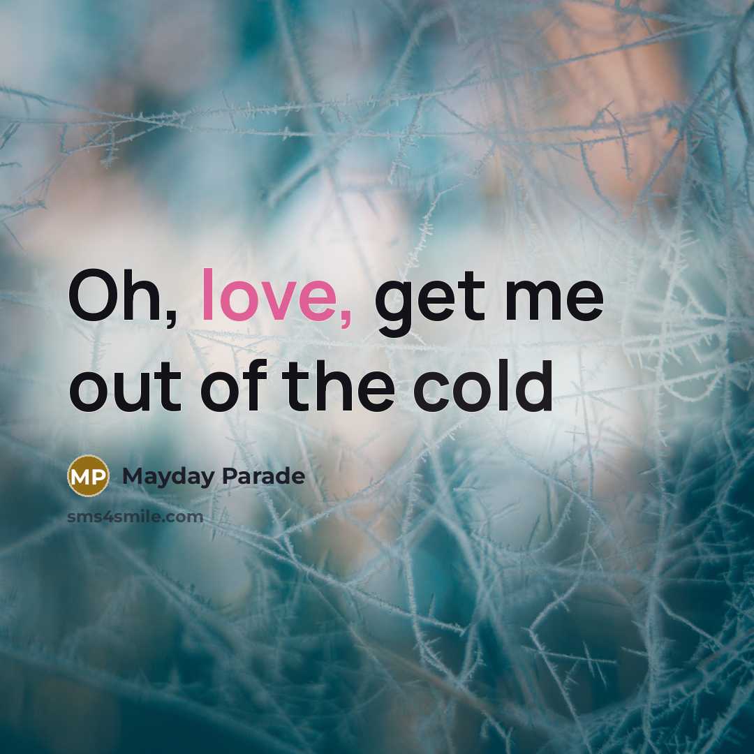 “Oh, love, get me out of the cold…” quote by Mayday Parade