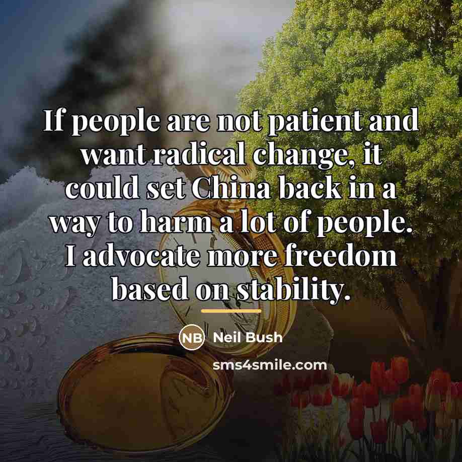 “If people are not patient and want radical change, it…” quote by Neil Bush