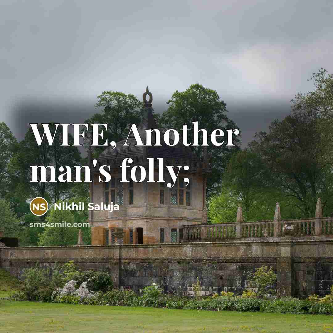“WIFE, Another man's folly;…” quote by Nikhil Saluja