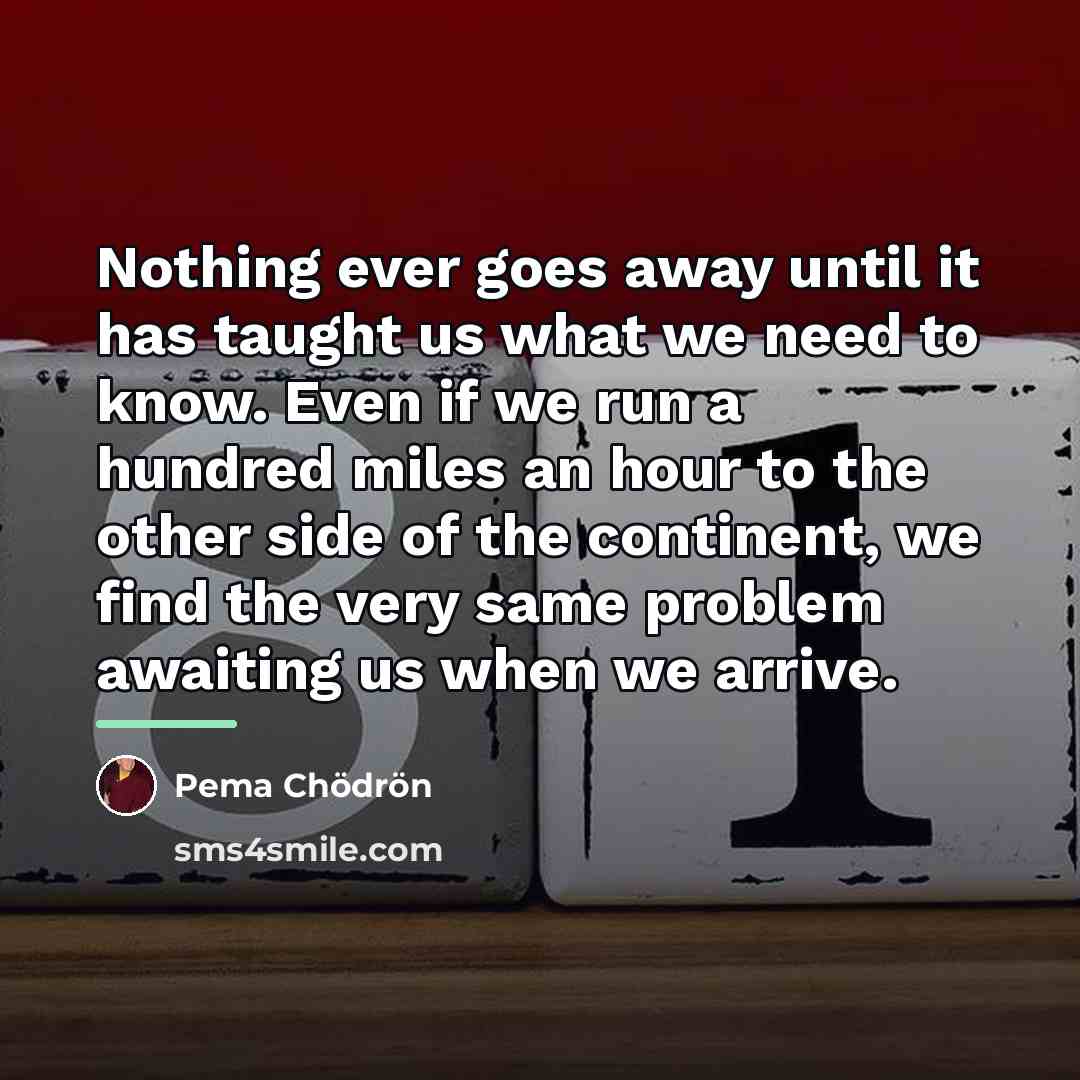 “Nothing ever goes away until it has taught us what…” quote by Pema Chodron