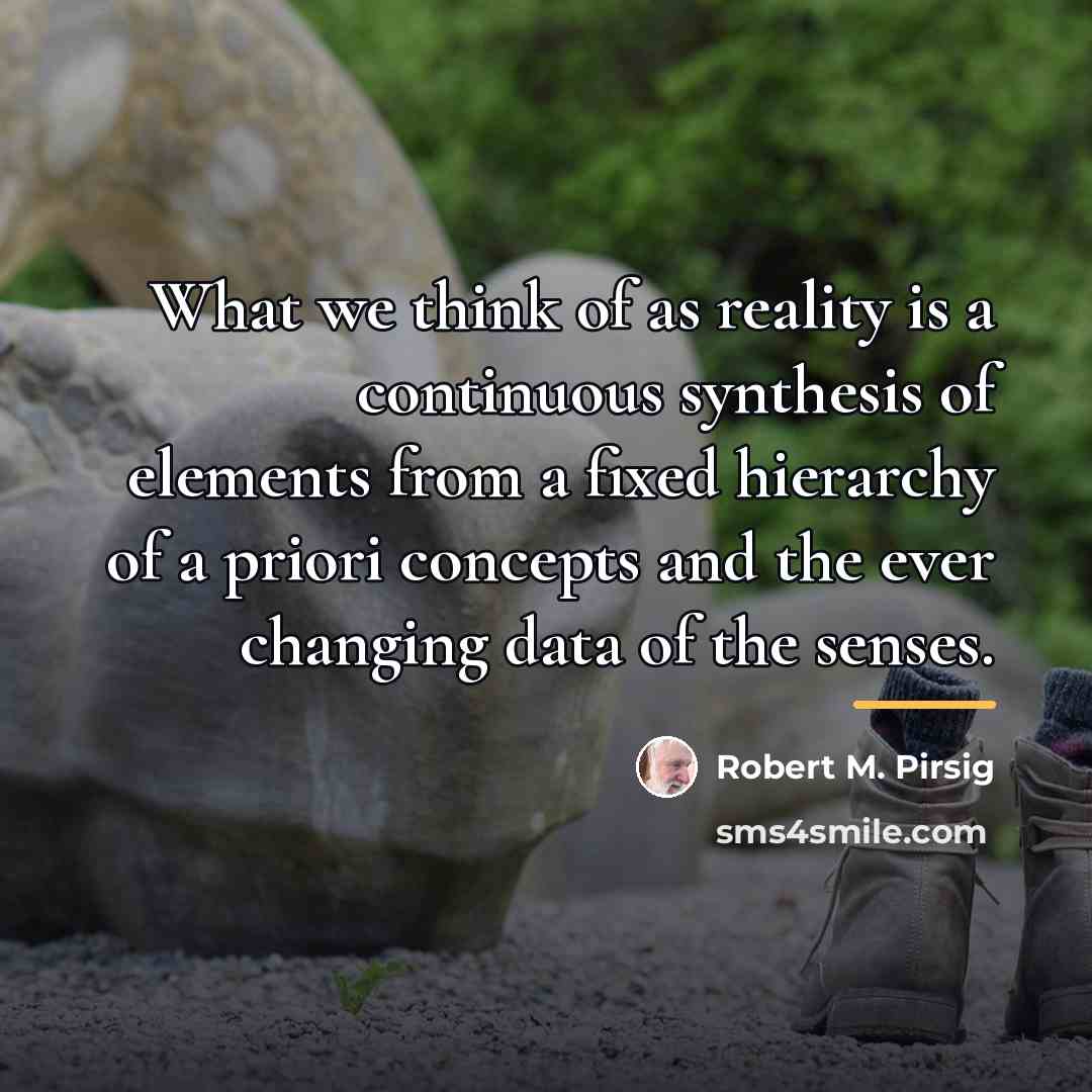 “What we think of as reality is a continuous synthesis…” quote by Robert M. Pirsig